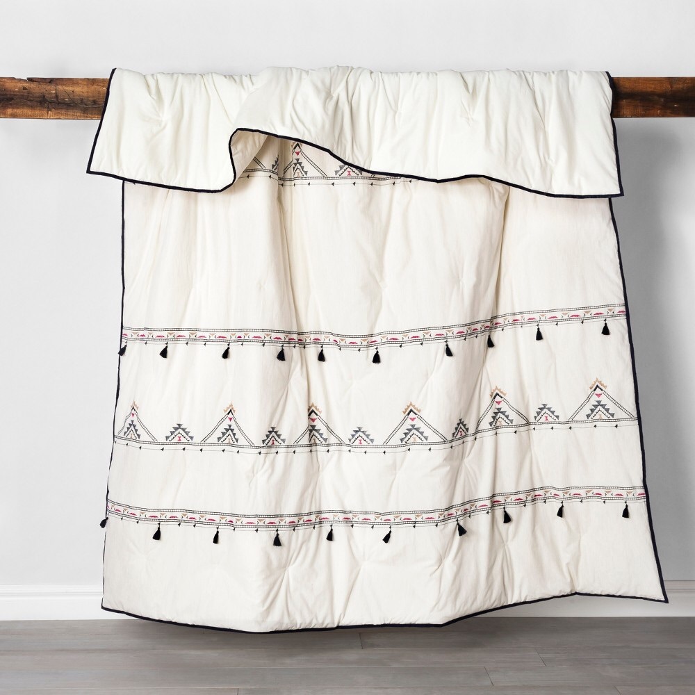 🆕Embroidered Tassel Cotton Comforter Set TWIN XL